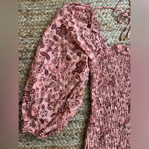 Free People Small Long Sleeve Smock it to Me Smocked Floral Mini Dress - Picture 5 of 7